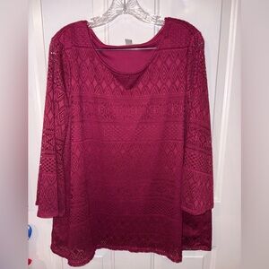 Dana Buchman Lace Blouse - Rich Burgundy